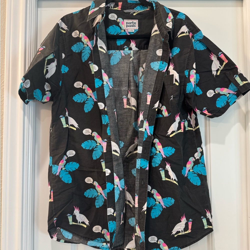 Duvin Design Co. Black Tropical Casual Button Down Shirt